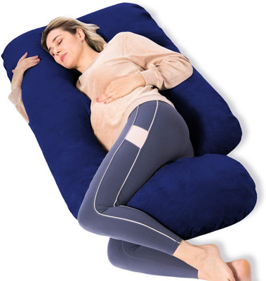 Mojo J Shape Microfiber Solid Pregnancy Pillow Microfibre Solid Pregnancy Pillow Pack of 1(Blue)