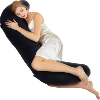 Soo Jaoo Maternity Pillow Microfibre Solid Pregnancy Pillow Pack of 1(Black)