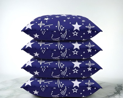 Regnar Luxury Polyester Fibre Abstract Sleeping Pillow Pack of 4(Blue)
