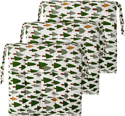 KUBER INDUSTRIES Microfibre Solid Chair Pad Pack of 3(Green)
