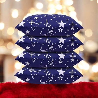 Cozy Palace Luxury Microfibre Solid Sleeping Pillow Pack of 4(Blue)