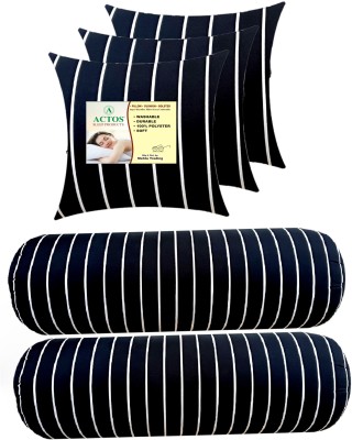 ACTOS 3 Cushion And 2 Microfibre Abstract Bolster Pack of 5(Black)