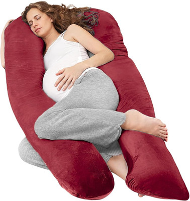 dyf ultra soft j shaped Polyester Fibre Solid Pregnancy Pillow Pack of 1(Maroon)