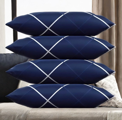 Urmila Creation LUXURY Microfibre Solid Sleeping Pillow Pack of 4(Blue)