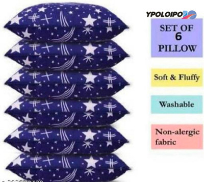 YPOLOIPO LUXURY Polyester Fibre Abstract Sleeping Pillow Pack of 6(Blue)