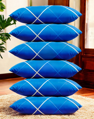 EIRINI LUXURY Microfibre Solid Sleeping Pillow Pack of 6(Blue)
