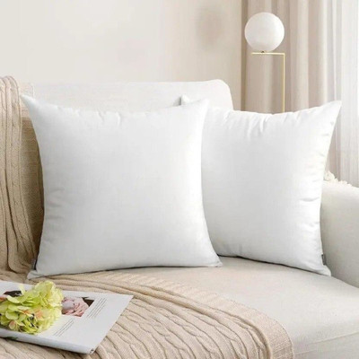 SLUFA Polyester Fibre Cushion Pack of 2 Solid Prime 16x16(White)