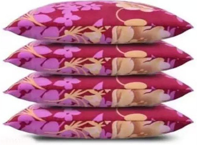 LIPONOS Polyester Fibre Solid Sleeping Pillow Pack of 4(PINK & RED)