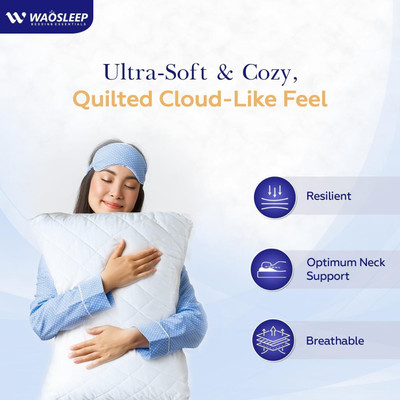 Waosleep Polyester Fibre Sleeping Pillow Pack of 2 Solid(White)