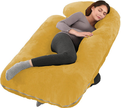 Daddy Cool Microfibre Solid Pregnancy Pillow Pack of 1(Gold)