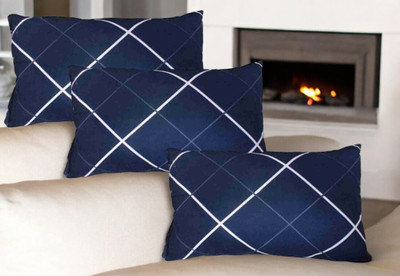SOFT SNOOZE Polyester Fibre Geometric Sleeping Pillow Pack of 3(Blue)