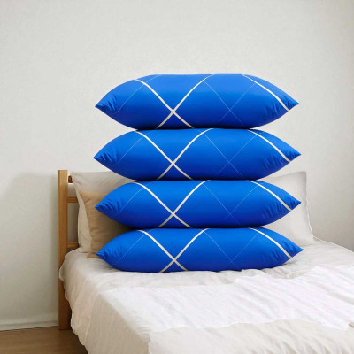 JBM BROTHER KUIHOME Polyester Fibre Sleeping Pillow Pack of 4 Solid(Blue)
