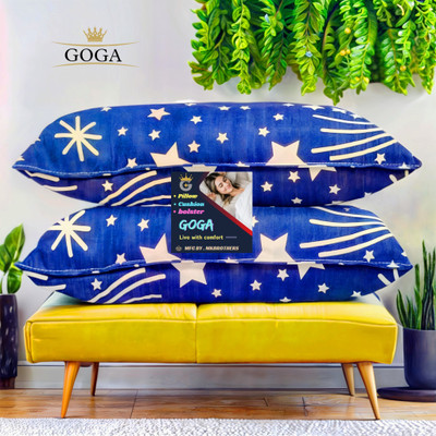 GOGA LUXURY Polyester Fibre Abstract Sleeping Pillow Pack of 2(Blue)