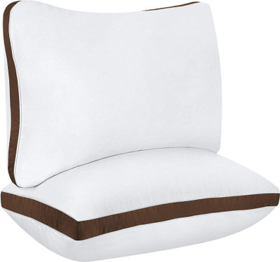 Mom's Moon Cozy Comfort Gusseted Microfibre Solid Sleeping Pillow Pack of 2(Brown)