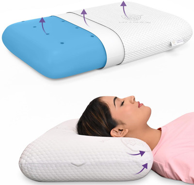 MY ARMOR Orthopedic Cooling Gel Infused Cool Gel Memory Foam Pillow-King (with Cover)- Memory Foam Solid Orthopaedic Pillow Pack of 1(White)