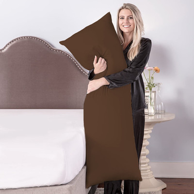 Mom's Moon Microfibre Solid Body Pillow Pack of 1(Brown)