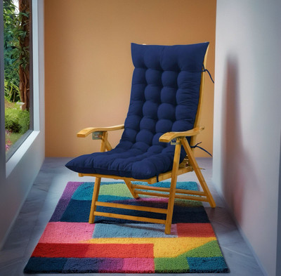 SOFT SNOOZE Microfibre Chair Pad Pack of 1 Solid Soft(Blue)