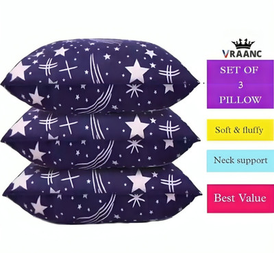 vraanc Luxury Cotton Solid Sleeping Pillow Pack of 3(Blue)
