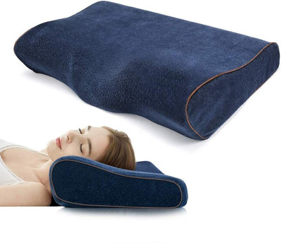 ETONWALL Memory Foam Sleeping Pillow Pack of 1 Solid Memory Foam Cervical Contour curv Pillow(Blue)