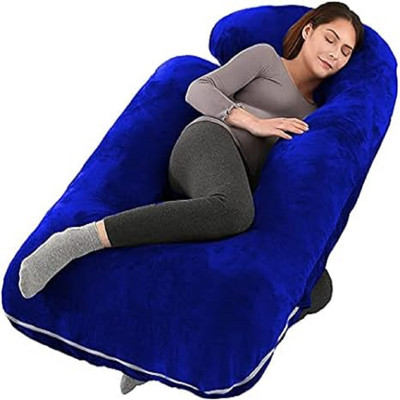 WILD MINT J SHAPE Microfibre Solid Body Pillow Pack of 1(ROYALBLUE)
