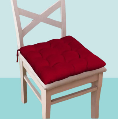 THM Microfibre Solid Chair Pad Pack of 1(Red)
