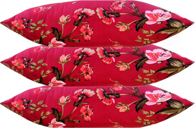GKM Microfibre Floral Sleeping Pillow Pack of 3(Maroon)