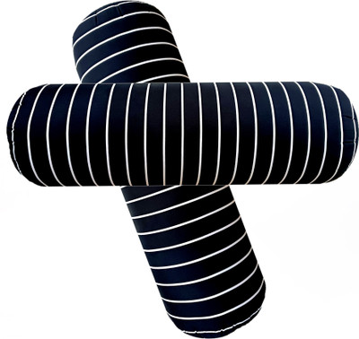 ACTOS Round Microfibre Stripes Bolster Pack of 2(Black20)