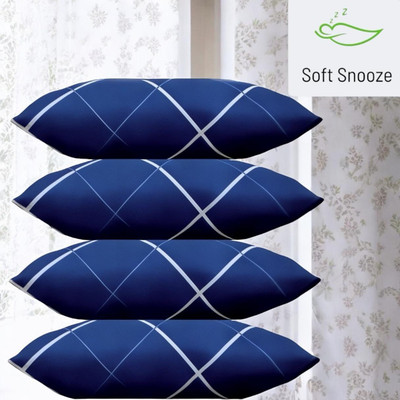 SOFT SNOOZE Microfibre Sleeping Pillow Pack of 4 Abstract Soft Luxury(Blue)