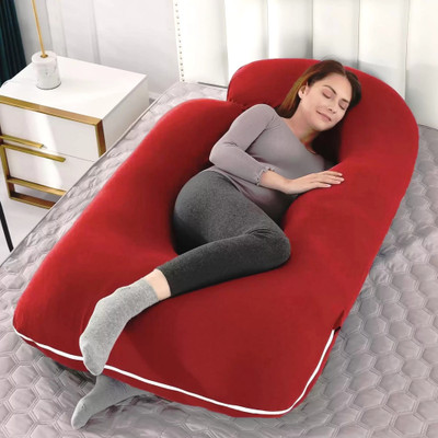 THUKRAN Microfibre Pregnancy Pillow Pack of 1 Solid J Shape(Red)