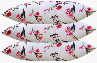 ACTOS Microfibre Floral Sleeping Pillow Pack of 3(White)