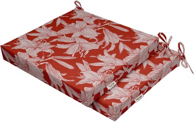 Vargottam Foam Floral Chair Pad Pack of 2(Red1)