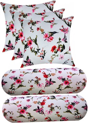 GKM Microfibre Floral Sleeping Pillow Pack of 5(White, Multicolor)