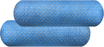 GKM Microfibre Floral Bolster Pack of 2(Light Blue)