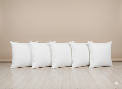 SnoozeLab Microfibre Cushion Pack of 4 Solid 40x40cm fiber cushion(White)