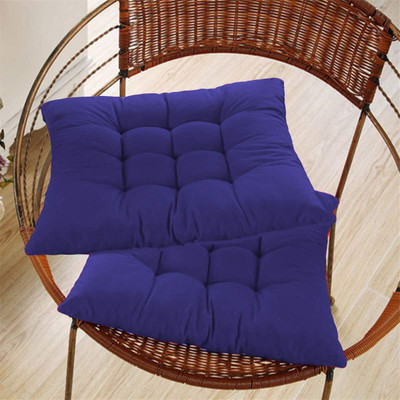 Hundur Store Microfibre Solid Chair Pad Pack of 2(Dark Blue)