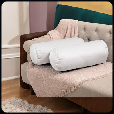 Urmila Creation Polyester Fibre Solid Bolster Pack of 2(White)