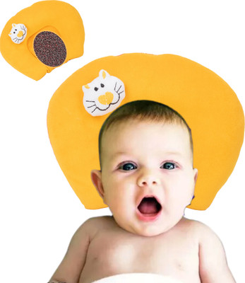 White Bubble Mustard Seeds Baby Pillow Pack of 1 Solid Rai Dana Baby Pillow, Newborn Head Shaper Anti Flat Takiya(Yellow)