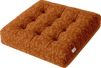 Vargottam Memory Foam Floor Cushion Pack of 1 Nature Tufted Floor Seating Cushion(Rust Autumn Vine)