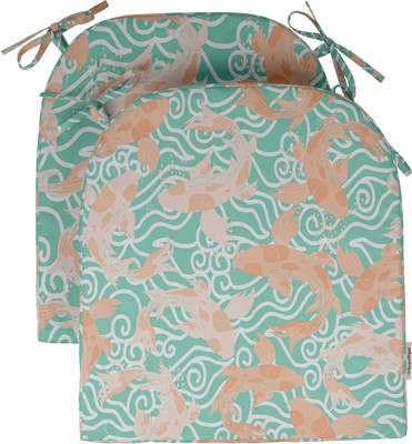 Vargottam Polyester Fibre Nature Chair Pad Pack of 2(Aquamarine Green)
