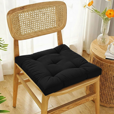 HOMESTIC by Kuber Industries Microfibre Chair Pad Pack of 1 Solid(Black)