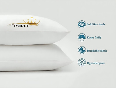 TWIROX LUXURY Polyester Fibre Abstract Sleeping Pillow Pack of 2(White)