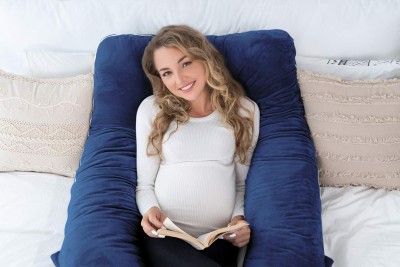 ag pro comfort U-Shaped Full Body Pregnancy Pillow | Removable Cover for Maternity Comfort Polyester Fibre Solid Pregnancy Pillow Pack of 1(Dark Blue)