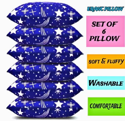 GOGA BLUE PRINT Polyester Fibre Abstract Sleeping Pillow Pack of 6(Blue)
