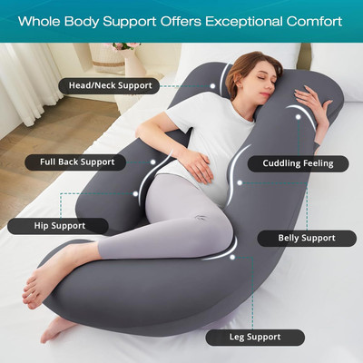 Mojo J SHAPE Pregnancy pillow Microfibre Solid Pregnancy Pillow Pack of 1(Grey)