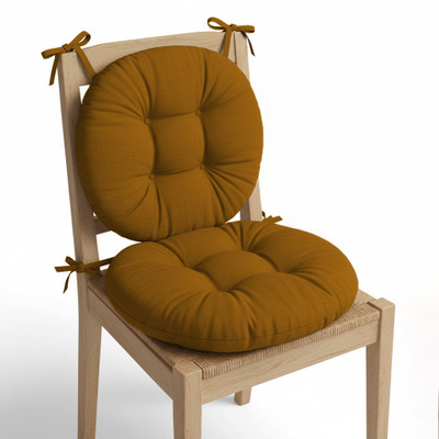 Mom's Moon Microfibre Chair Pad Pack of 2 Solid Plus Comfort Round Cushion 18 x 18 Inch(Brown)