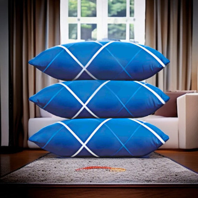 fulffystyl luxury Microfibre Solid Sleeping Pillow Pack of 3(Blue)