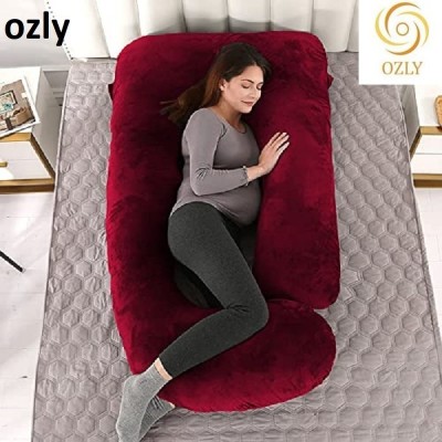 OZLY ultra soft j shaped pillow Microfibre, Polyester Fibre Solid Pregnancy Pillow Pack of 1(wine)