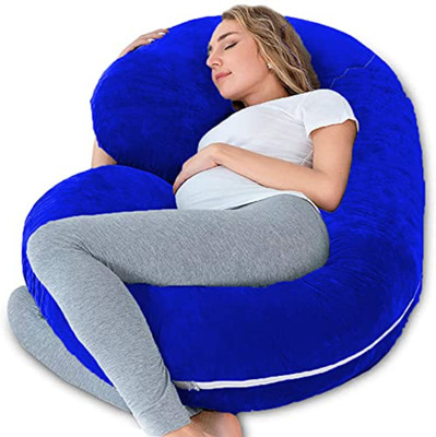 Vijay Microfibre Solid Pregnancy Pillow Pack of 1(Dark Blue)