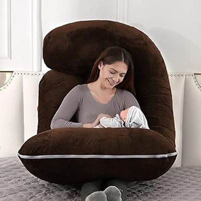 JoJo Microfibre Pregnancy Pillow Pack of 1 Solid J SHAPE(Brown)