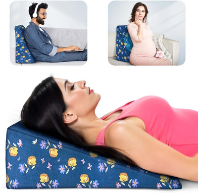Get IT Wedge Pillow 6 In 1 Memory Foam Acid Reflux Back Pain for Comfortable Support Foam Nature Pregnancy Pillow Pack of 1(Navy Blue Flower)